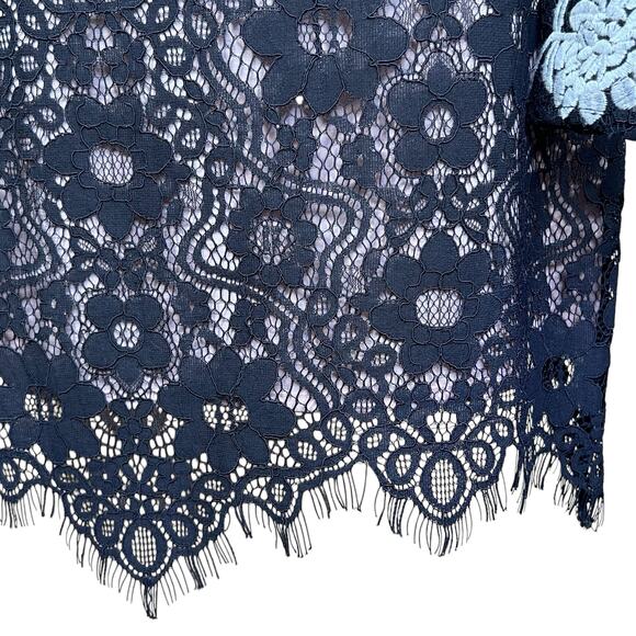 Sugar + Lips Black Sheer Lace Dress with Sheer Cut-Outs & Embroidery XS NWT - Picture 11 of 16